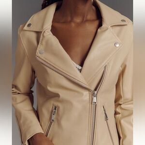 Anthropologie • Saige Faux Leather Moto Jacket Tan Sand Beige NWT